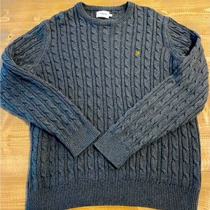 Men’s Farah Vintage grey Cable Knit Sweater Size Large